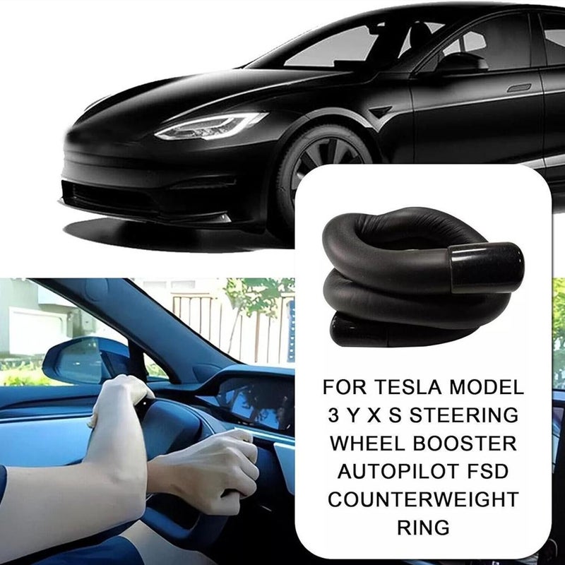 For Tesla Steering Wheel Weight for Tesla Steering Wheel Weight Autopilot – Adjustable Counterweight Ring, Flexible Alloy Core, Soft Foam, Black, Universal Fit (size Optional) (260g Black) - Image 3